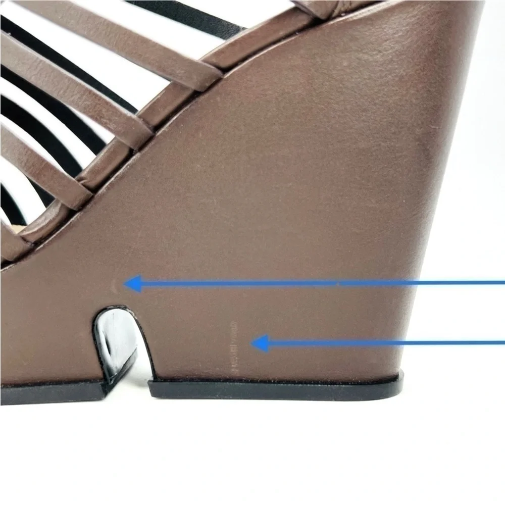 Via Spiga Walena Chunky Cage Platform Wedge Sandal Brown Leather Size 5.5 New